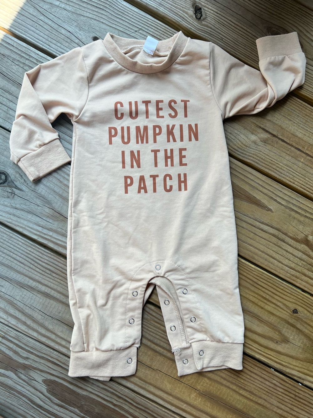 Cutest Pumpkin in the Patch 6-12M Light Brown Baby One-Piece